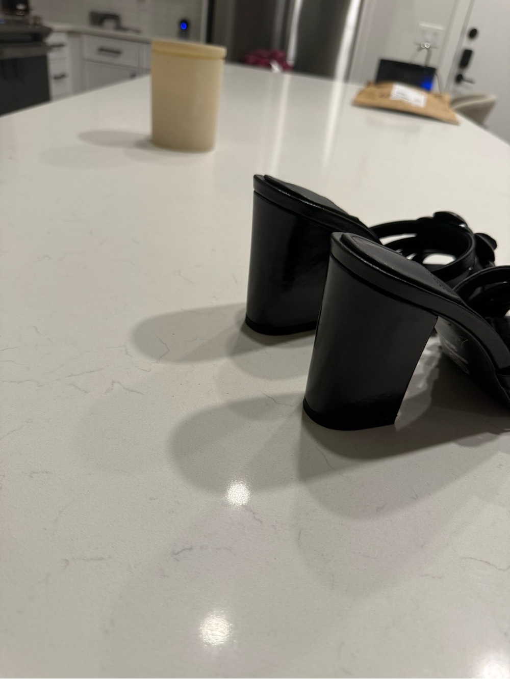 CHANEL Black Leather Camellia Slide Mules - Picture 3 of 6